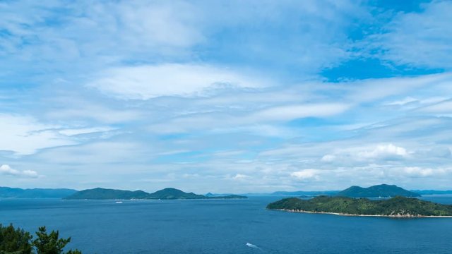 瀬戸内海　潮と雲の流れ　タイムラプス(香川県女木島近辺)
