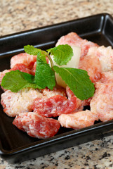 Premium raw japanese beef sliced on plate