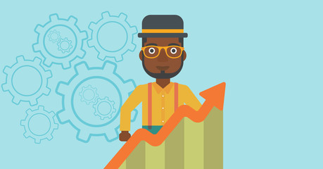 Businessman with growing chart.