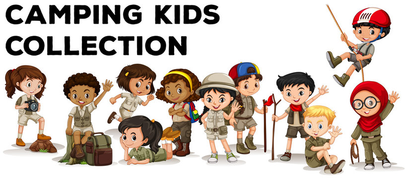 Children in camping outfit