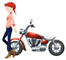 Foto op Plexiglas Woman and vintage motocycle © blueringmedia