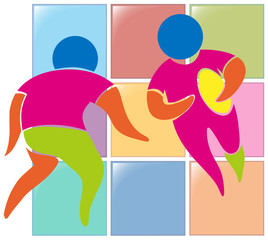 Sport icon for rugby in colors