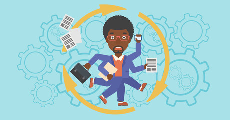 Businessman coping with multitasking.