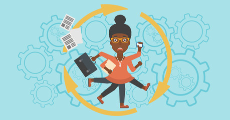 Business woman coping with multitasking.