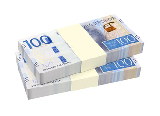 Swedish kronor isolated on white background. 3D illustration.