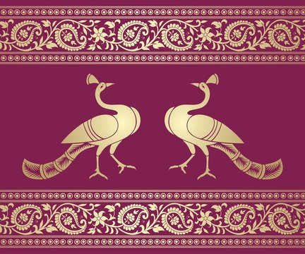 peacock, feathers ,wedding card design, royal India