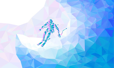 Obrazy na Szkle  Sylwetka zawodnika slalomu giganta. Ilustracja wektorowa