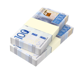 Swedish kronor isolated on white background. 3D illustration.