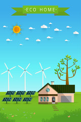 Poster and banner of eco friendly house