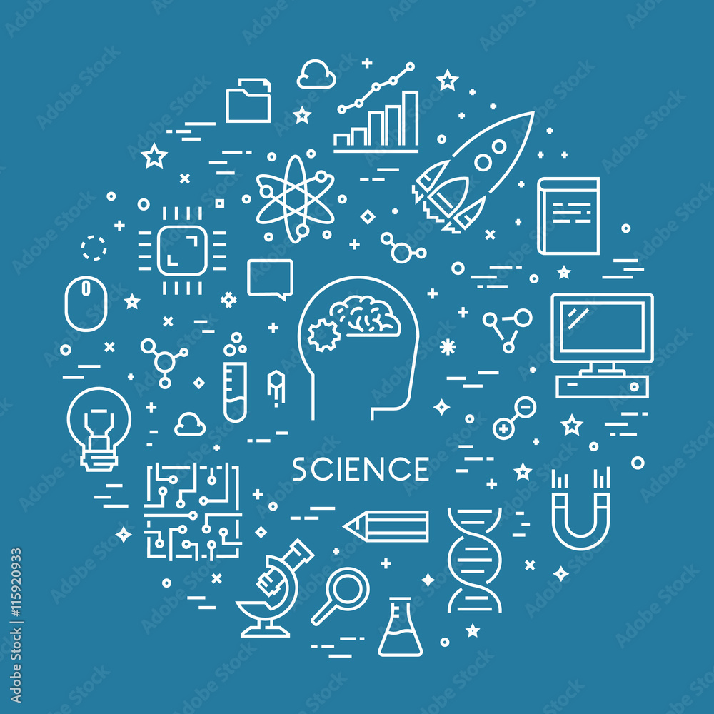 Sticker vector line web concept for science