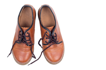 Leather shoes isolated on white background.