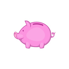 Fototapeta premium Pink piggy bank icon in cartoon style on a white background