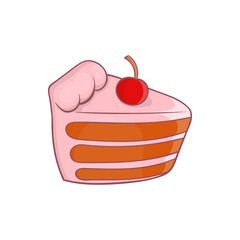Piece of cake icon in cartoon style on a white background