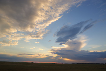 Sunny sky abstract background, beautiful cloudscape, on the heaven, view over white fluffy clouds, freedom concept