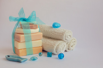 Spa setting with natural soaps