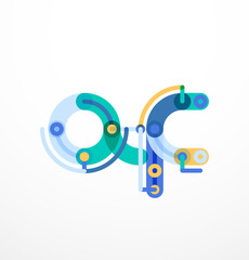 Cartoon linear letters icons