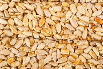 Pressed sunflower seeds candied in sweet syrup, kozinaki