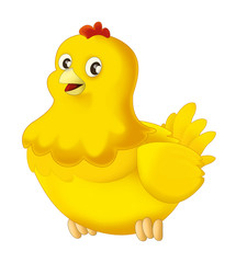 Cartoon happy chicken - isolated - illustration for children
