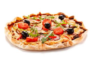 Pizza on white background