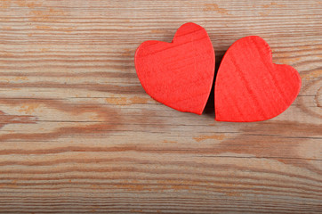 Heart on wooden background