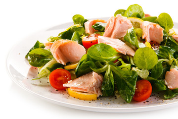 Fish salad - roasted salmon and vegetables 