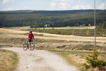 Woman riding bicycle