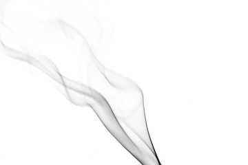 Abstract black smoke swirls over white background