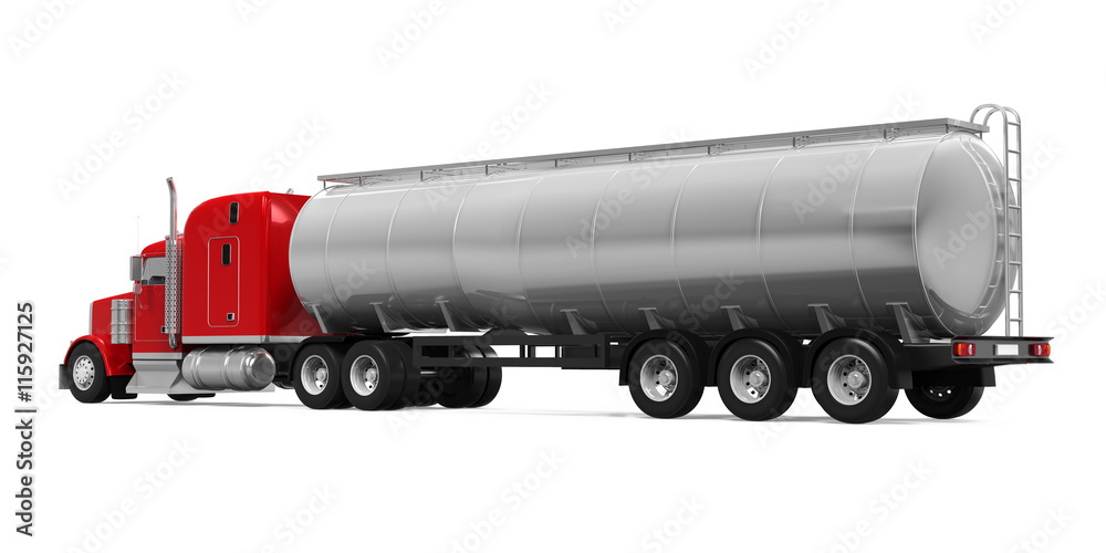 Wall mural red fuel tanker truck