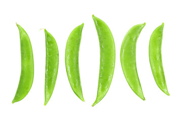 fresh wet green peas isolated on white