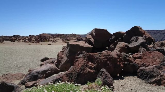 Paysage lunaire dans le Parc National du Teide &agrave; Tenerife aux Canaries