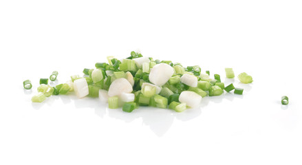 chopped green onions on white