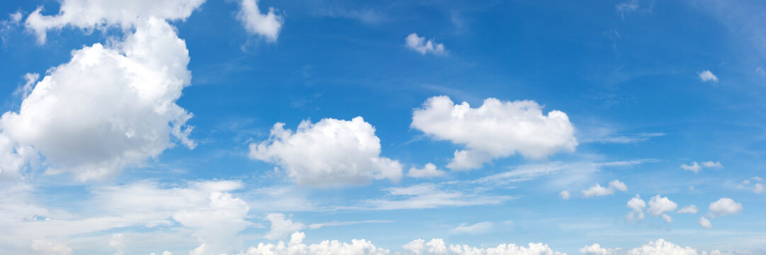 Vibrant color panoramic sky with cloud on a sunny day.