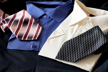 blue and white men`s shirts and ties