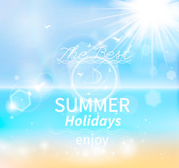 Summer, Seaside view poster. Vector background