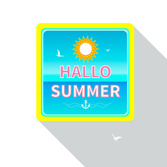 Summer, Seaside view poster. Vector background