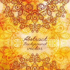 Vector autumn background. Golden Vintage frame