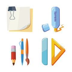 vector set of cartoon stationery illustration