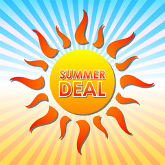 summer deal in sun over rays, vector