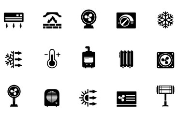 air conditioning, fan and heater icons