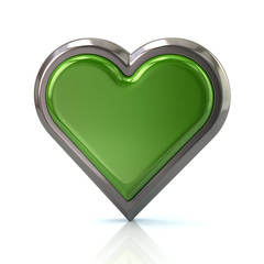 3d illustration of green heart icon