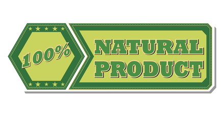 100 percentages natural product - retro green label, vector