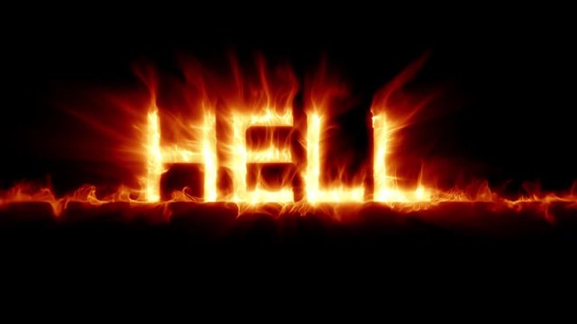 Animated fire text: Hell. Perfect loop of the word Hell burning in flames.
