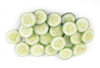 Fresh slice cucumber on white background