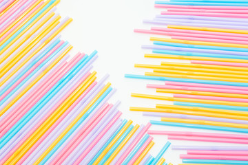 Multi Color flexible straws on white background