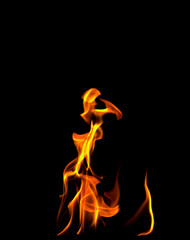 Fire flames on black background