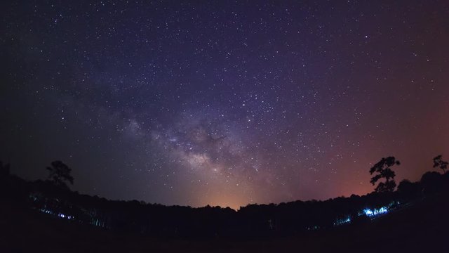 Timelapse Milky Way at Phu Hin Rong Kla National Park,Phitsanulok Thailand.4K