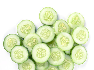 Fresh slice cucumber on white background