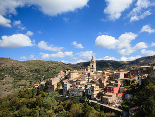 View of mountain village Novara di Sicilia, Sicily, Italy 
