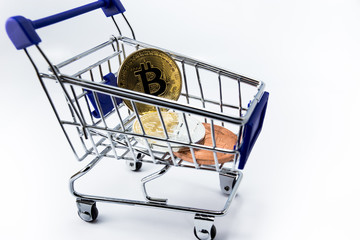 shopping cart with bitcoin