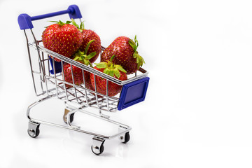 shopping cart with strawberry